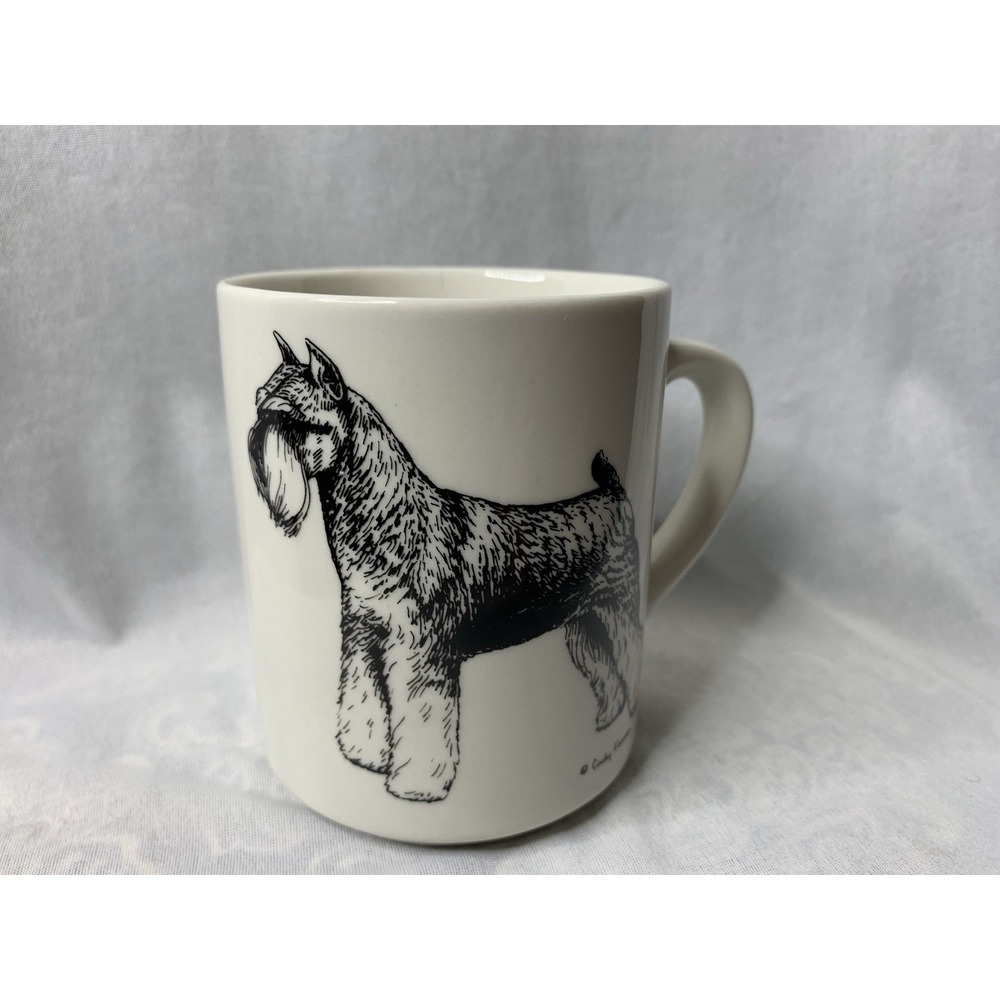 Schnauzer Dog Cindy Farmer Artist Coffee Mug Collectible USA Rare‎ White Black